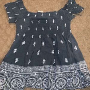 Off the should patterned shirt